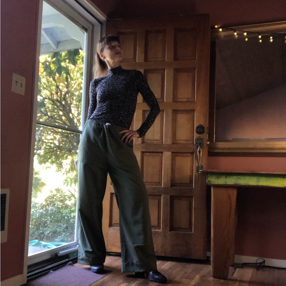 Free People Leopard Mock Neck Long Sleeve Knit Sz Sm - Picture 2 of 10